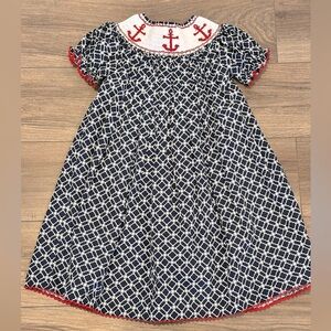 Royal Child Smocked Girls 4T Nautical Anchors Dress